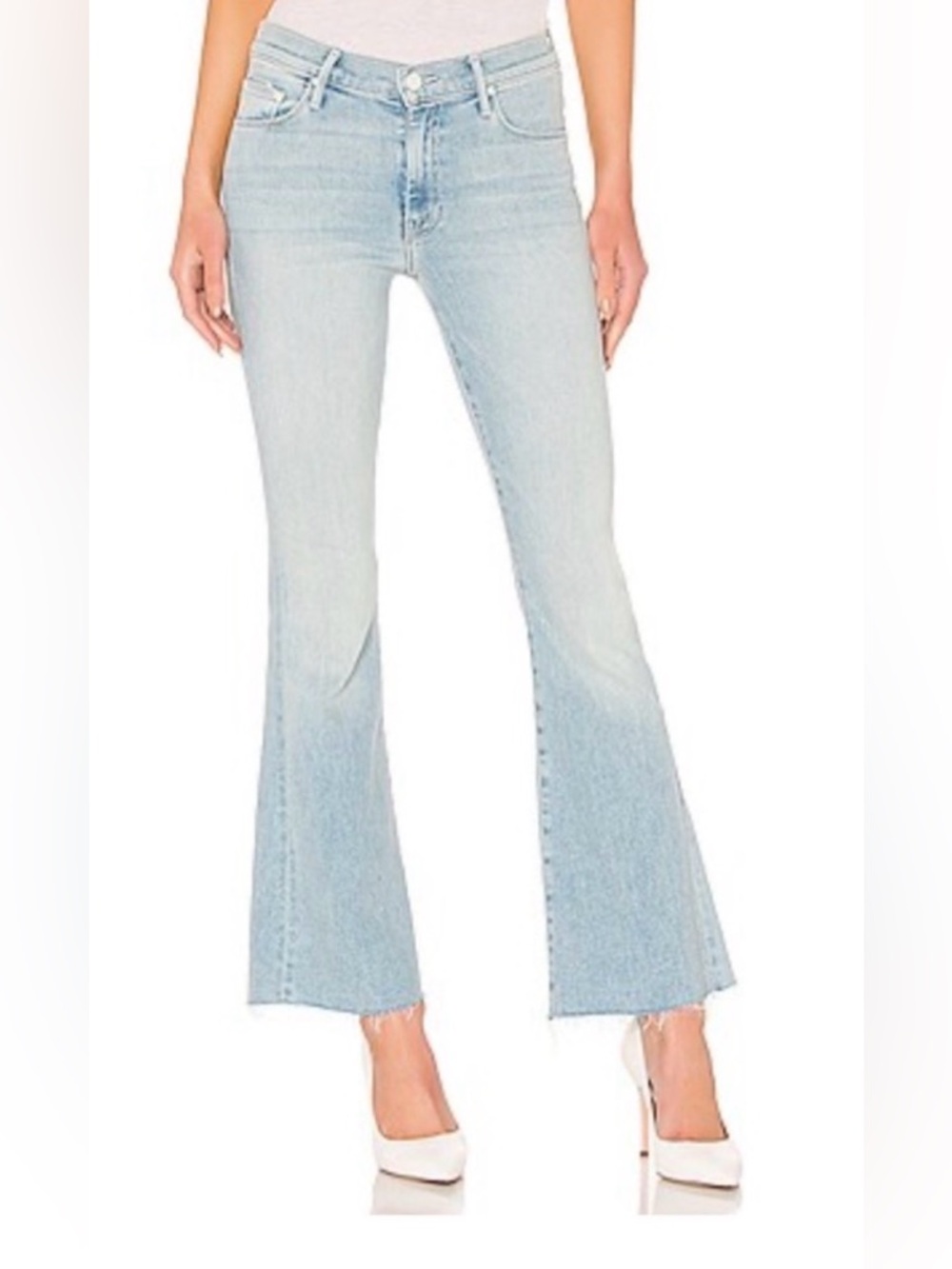 MOTHER Light Blue High-Rise Flare Jeans. Rise 9/ inseam 28